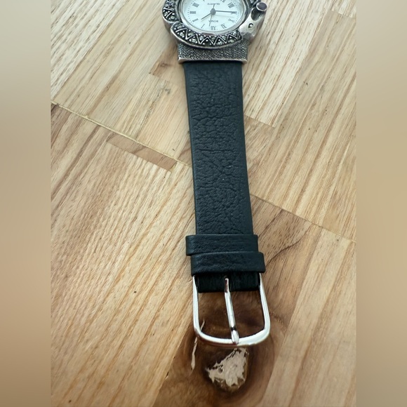 Rare Boma ladies 925 Sterling silver serpent black leather watch NEW BATTERY main image 10
